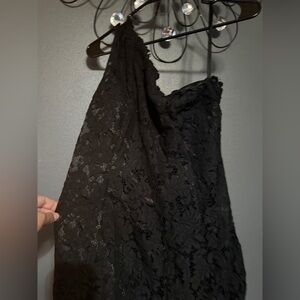 Eliza J Black Lace One-Shoulder Dress